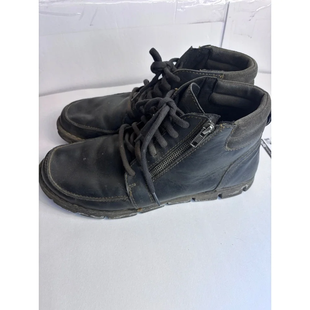 Born Mens H64503 Black Leather Side Zip Moc Toe Chukka Boots Size 12/45